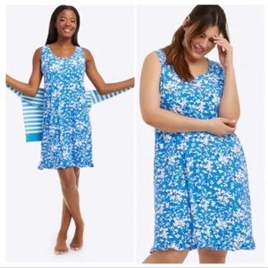 Draper James blue white floral sleeveless dress with ruffle